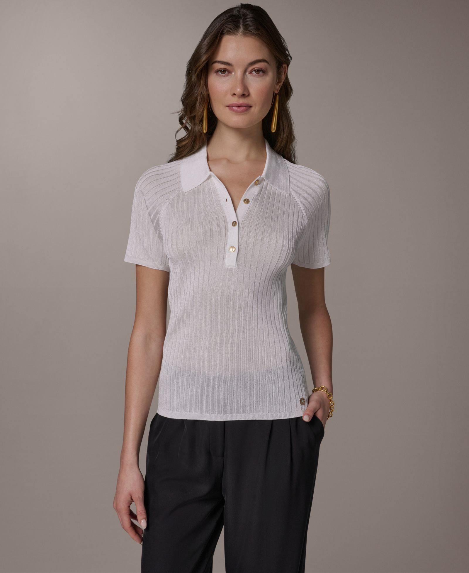 Женский поло-свитер Donna Karan New York с коротким рукавом
