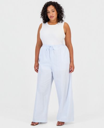 And Now This Trendy Plus Size Cotton Gingham Pull-On Pants, Macy's Exclusive