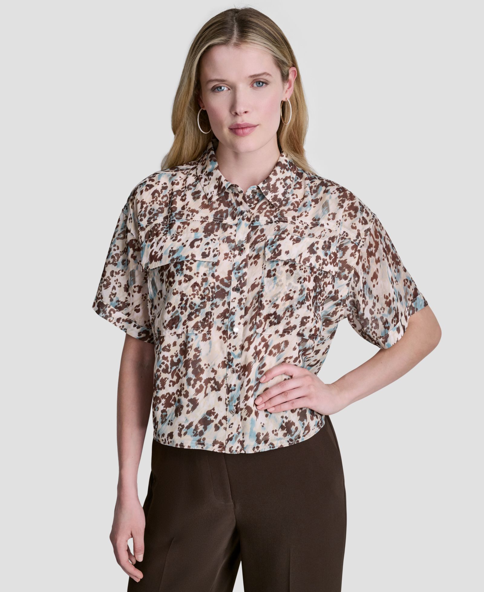 Женская рубашка DKNY Printed Collared Shirt