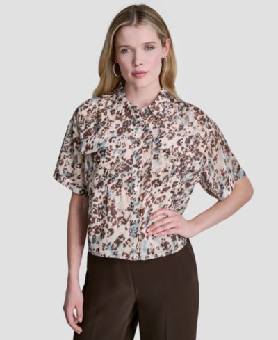 Женская рубашка DKNY Printed Collared Shirt