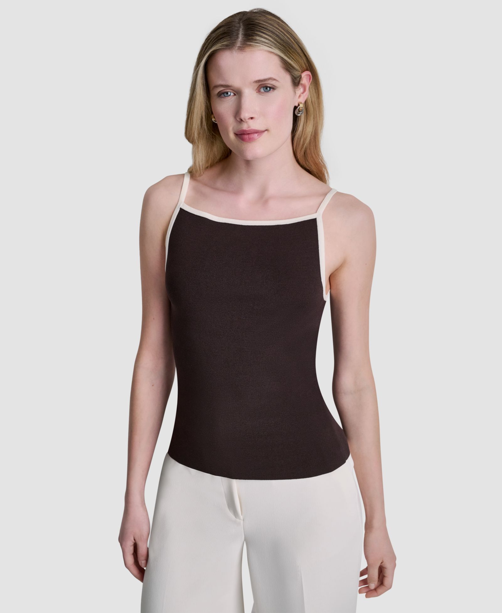 DKNY Women's Spaghetti Straps Square Neck Top