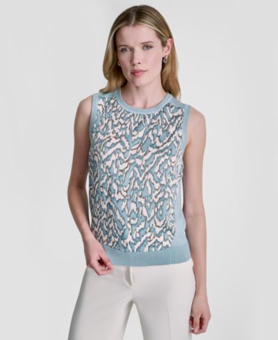 DKNY Women's Sleeveless Printed Sweater