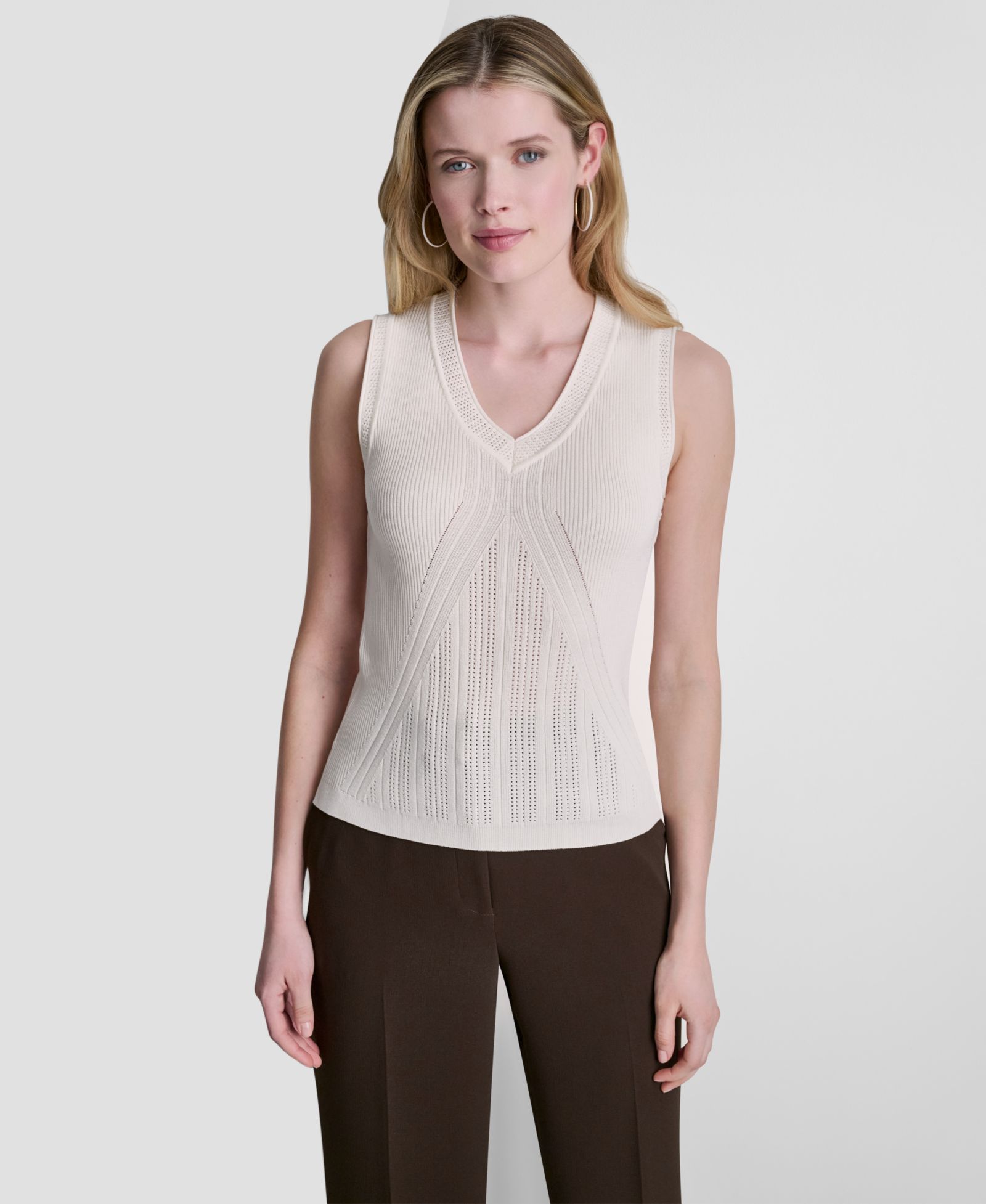 DKNY Women's Sleeveless V-Neck Sweater
