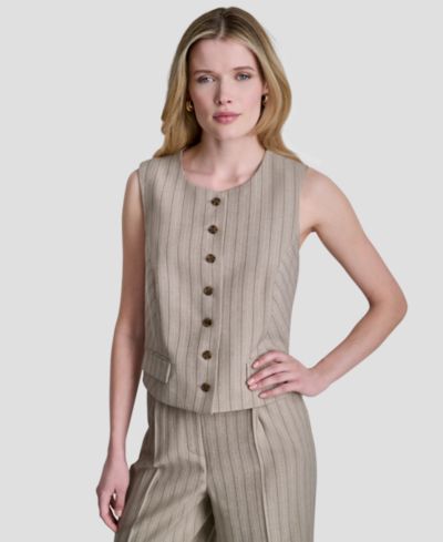Женский жилет DKNY с полоской и пуговицами