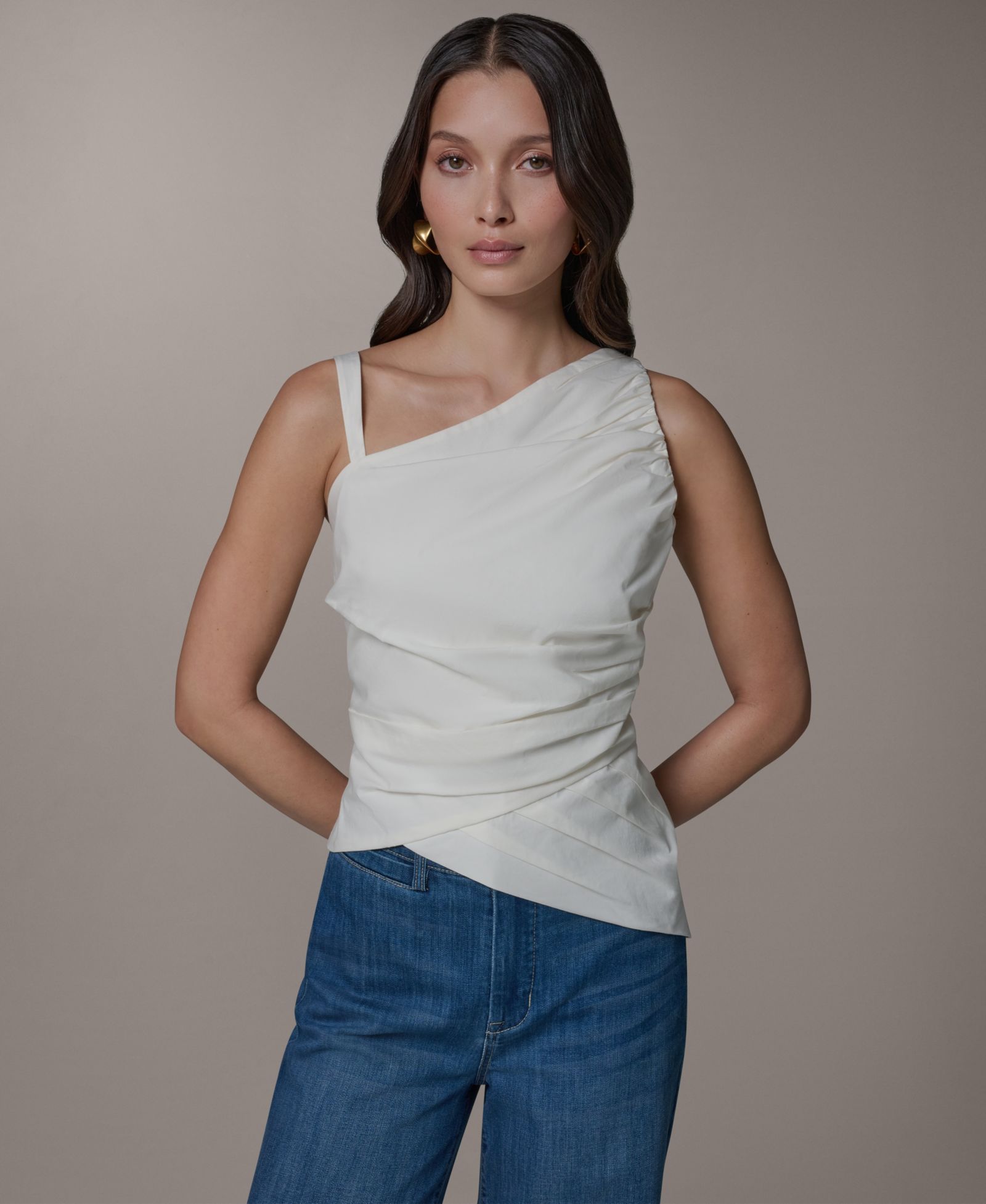 Donna Karan Weekend Women's Bias Asymmetric Neck Drape Blouse