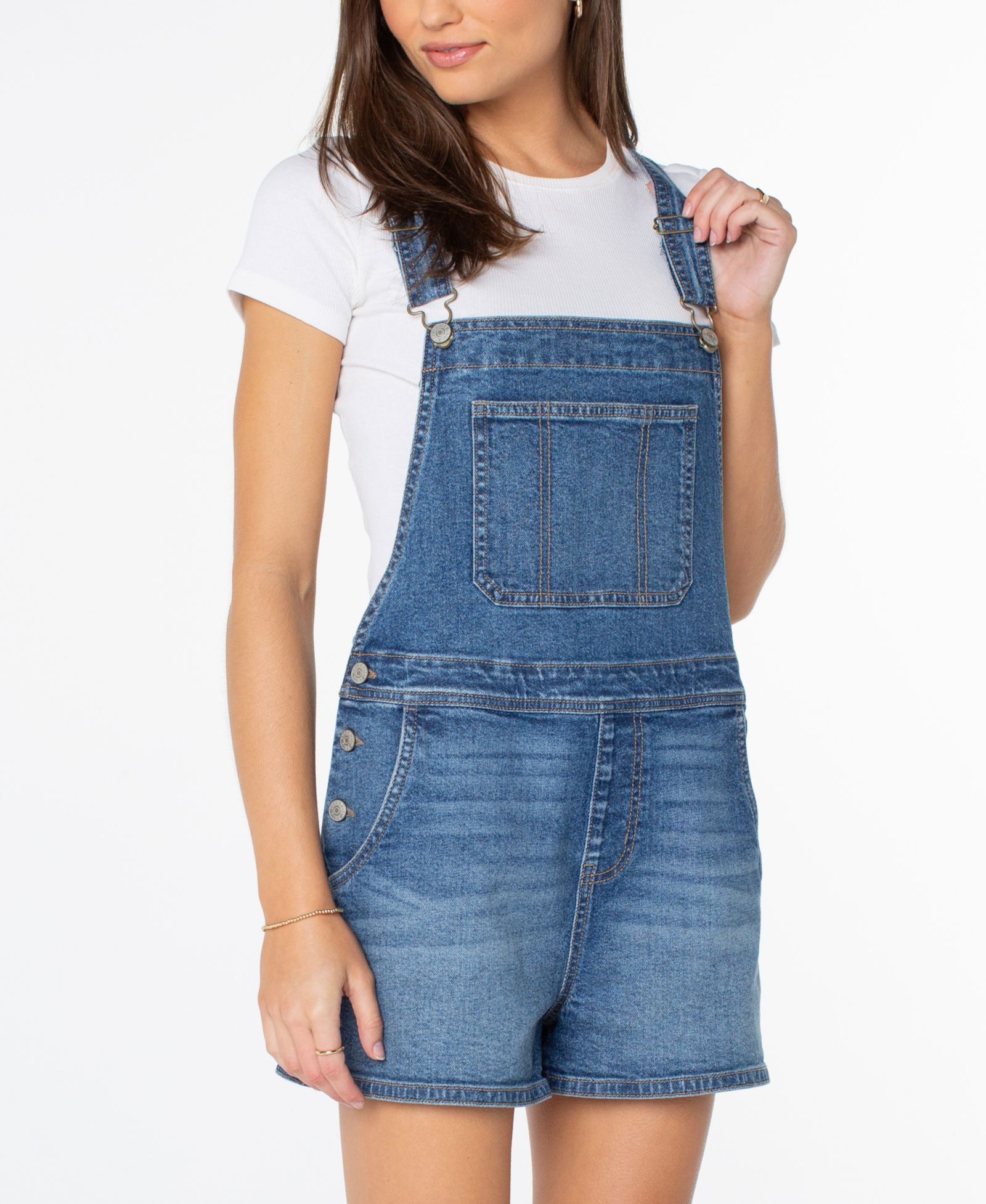 Celebrity Pink Juniors' Square Neck Denim Shortalls