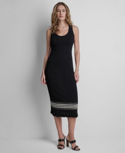 DKNY Women's Striped Sweater Midi Dress