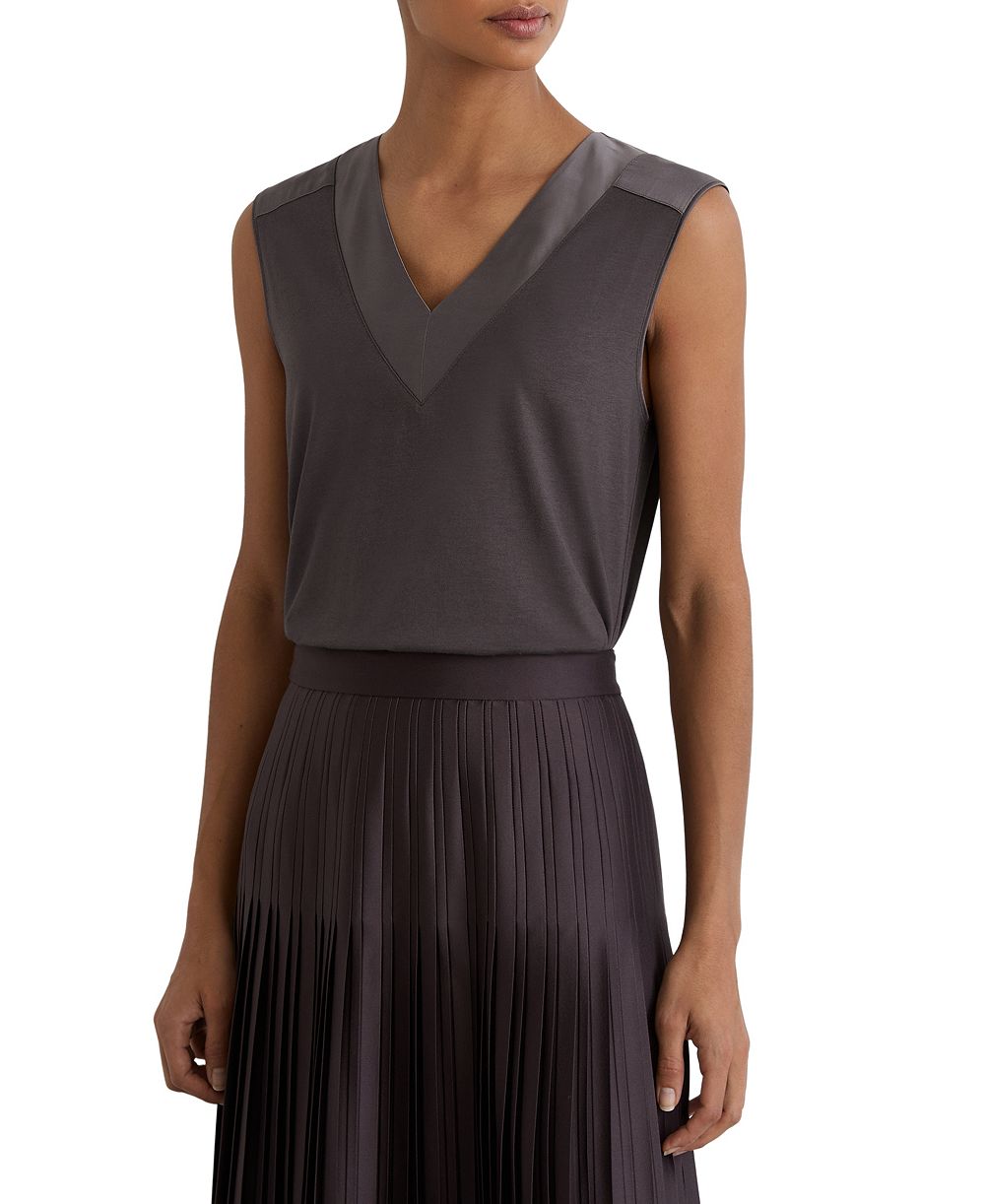 Женский REISS Sleeveless V-Neckline Silk-Trim Top
