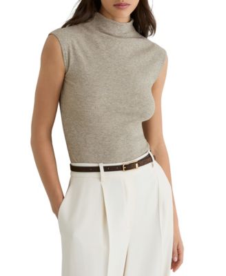 REISS Women's Dita Metallic-Knit Cowl-Neck Sleeveless Vest