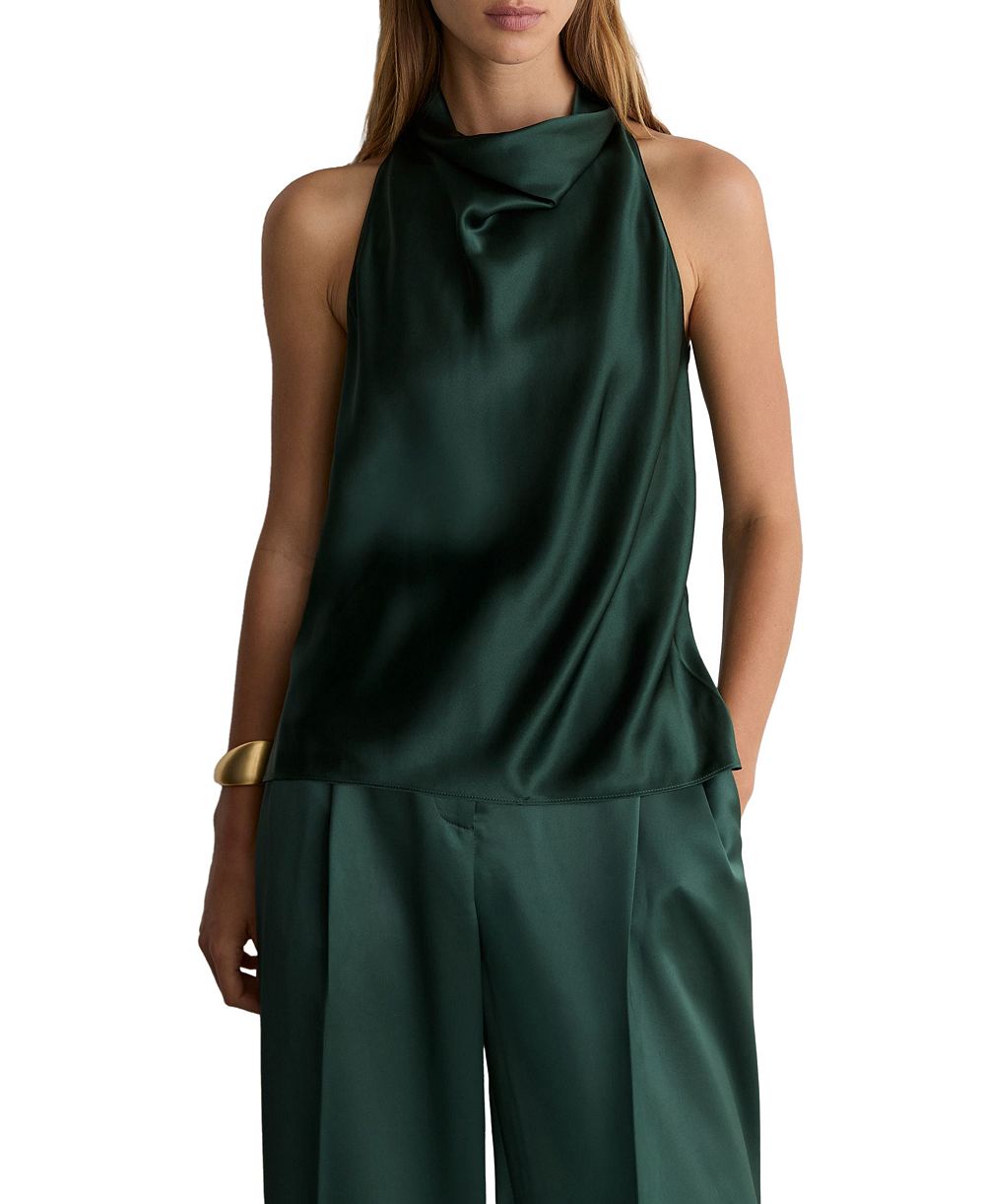 REISS Women's Kory Cowl Neck Silk Top