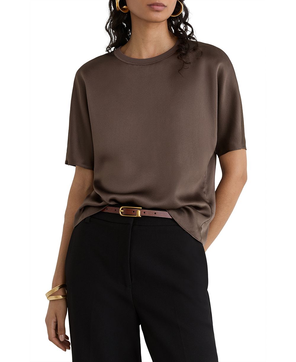 Reiss Women's Lena Silk Short-Sleeve Top