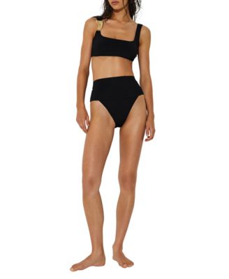 REISS Women's Alba High-Waisted High-Leg Bikini Bottoms