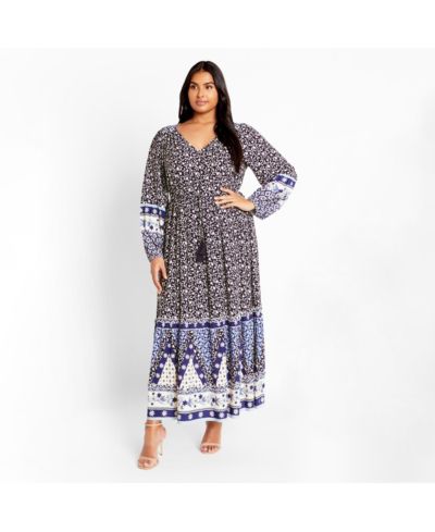 Женское платье Plus Size CITY CHIC Faith Placement Maxi Dress