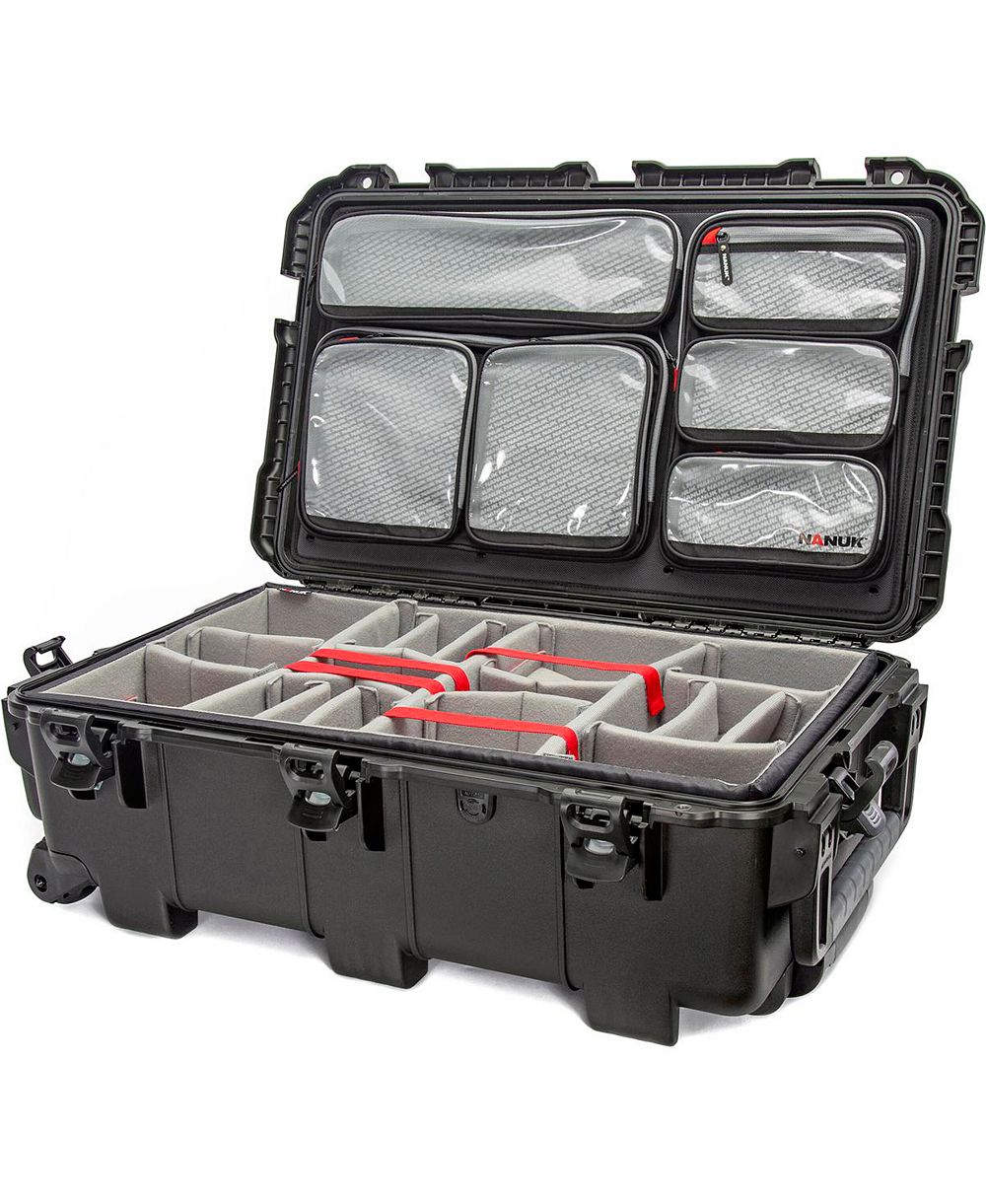 Nanuk 962 Wheeled Waterproof Hard Case with 6-Pocket Lid Organizer and Padded Divider
