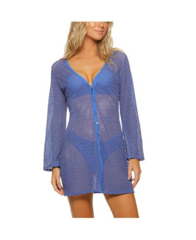 Женская туника Guria Beachwear с длинным рукавом, сетчатая, с пуговицами