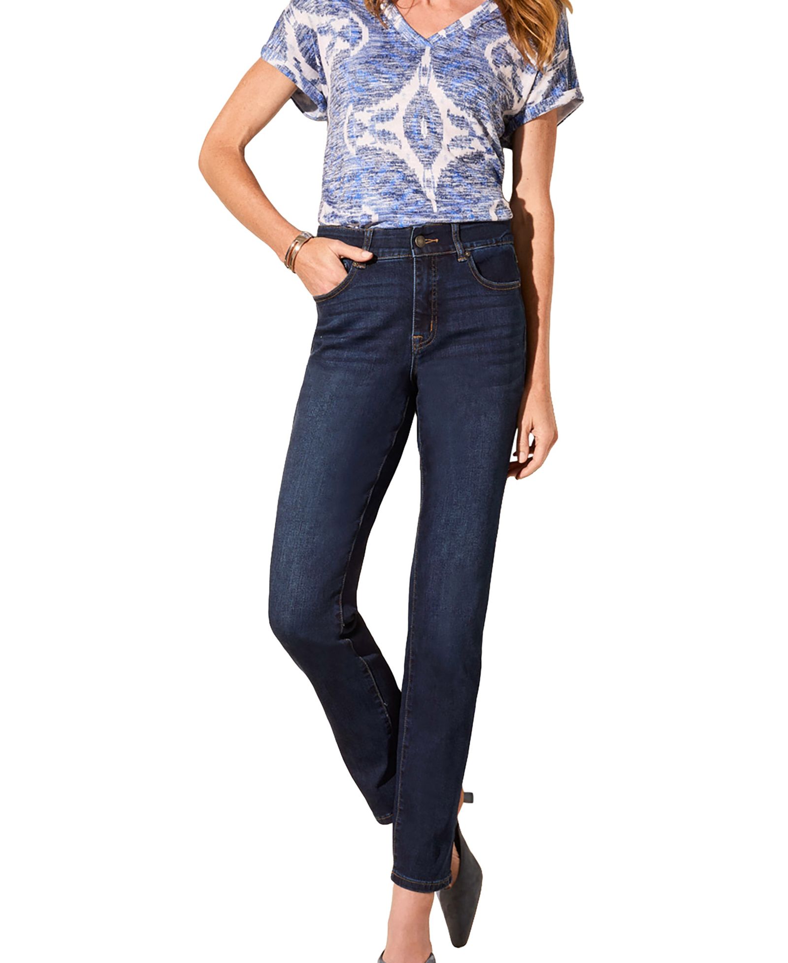 TRIBAL Women's Sophia Curvy Straight-Leg Jeans