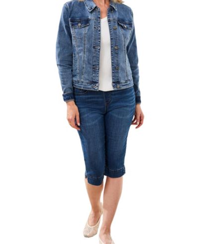 TRIBAL Women's Classic Fit Stretch Denim Jacket