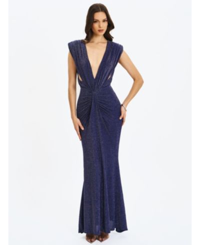Женское платье макси Miss Circle Navy Sparkle с открытой спиной