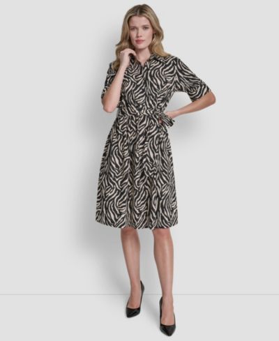 DKNY Женское платье-рубашка с поясом и рукавом 3/4