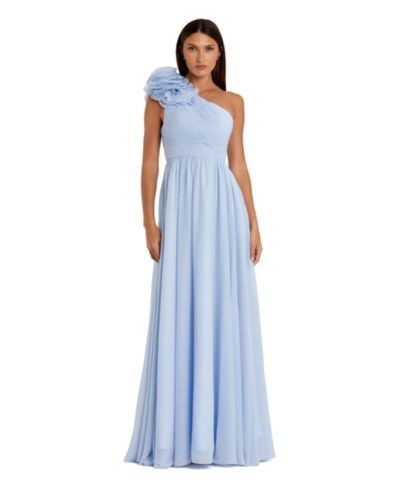 Mac Duggal Women's Polka Dot Ruffled One Shoulder Gown