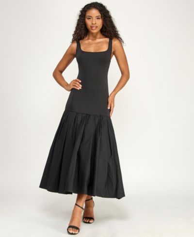 Alex & Sophia Juniors' Scoop Neck Shirred Midi Dress