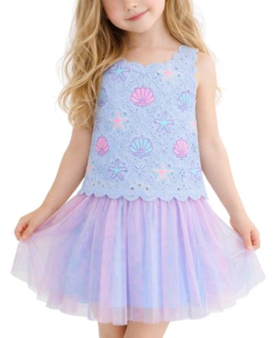 Детский комплект из топа без рукавов и юбки Pink & Violet 2T-6X