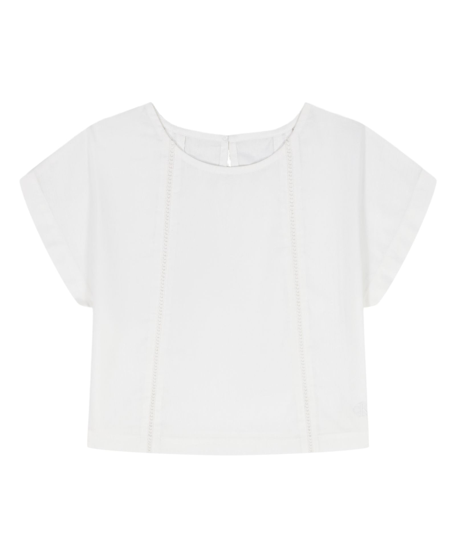 Calvin Klein Girls' 8-16 Poplin Short-Sleeve Flutter Top