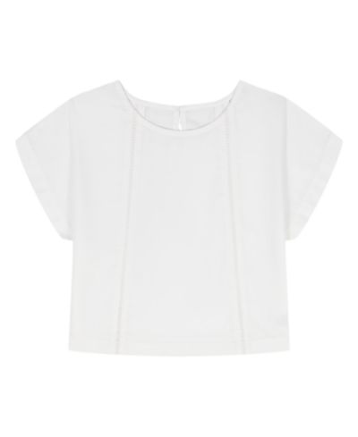 Calvin Klein Girls' 8-16 Poplin Short-Sleeve Flutter Top