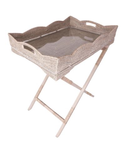 Поднос Artifacts Rattan Scallop Design с деревянными ножками