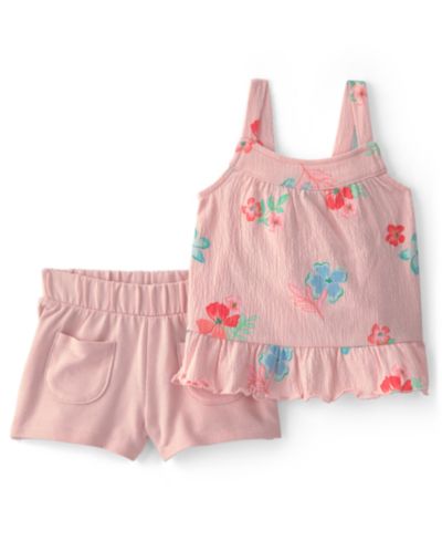 Комплект Carter's Baby Girls' Floral Ruffle Top and Shorts, 2-Piece