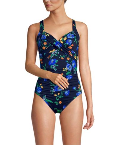 Navy/tossed poppy floral