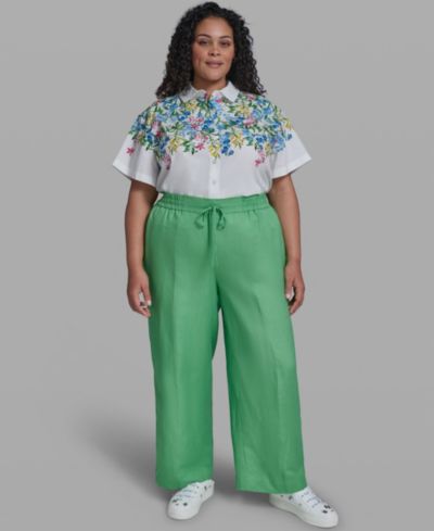 Брюки Plus Size KARL LAGERFELD PARIS с высокой посадкой, модель Pull-On