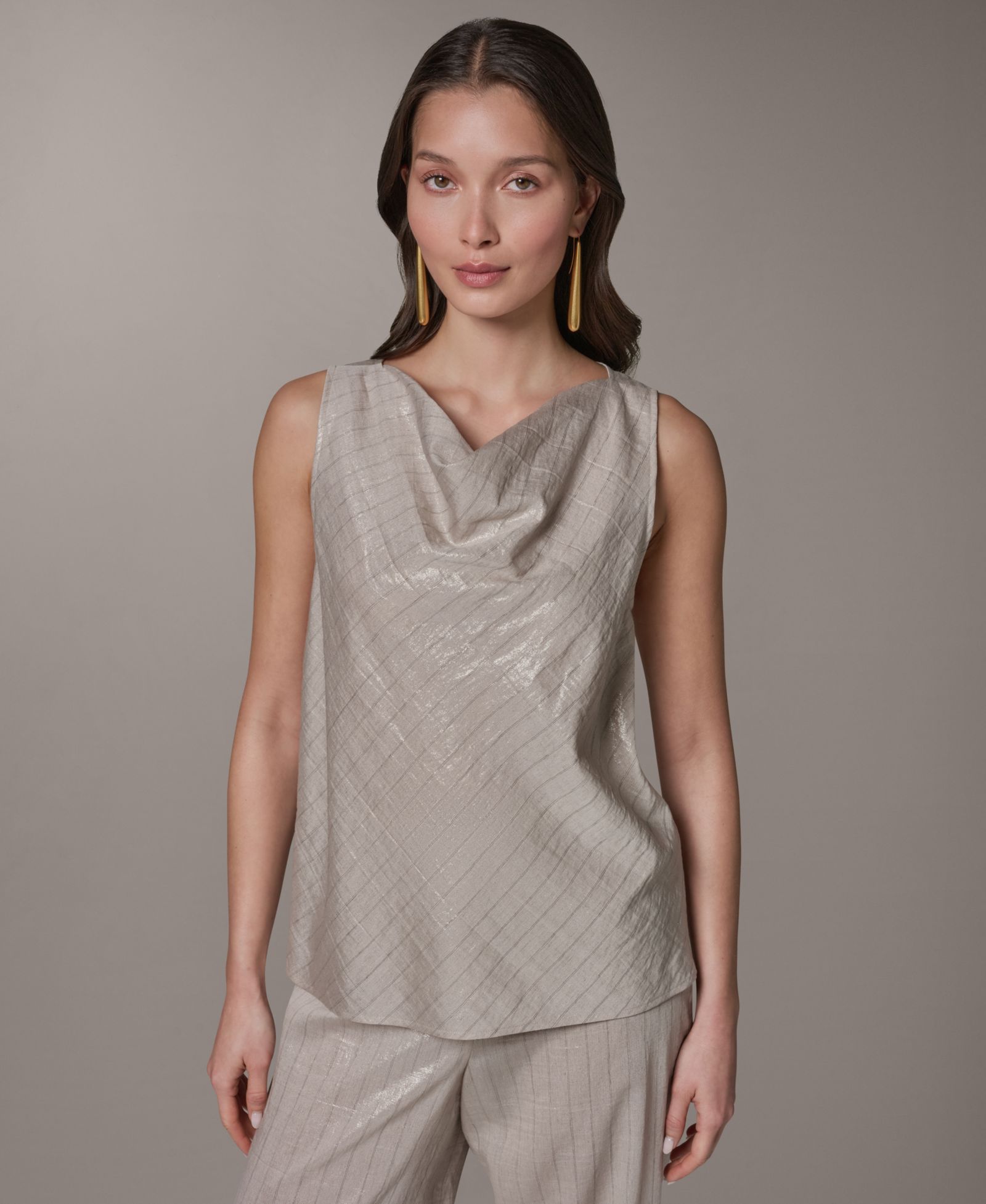Женский топ Donna Karan New York без рукавов с воротником-косой