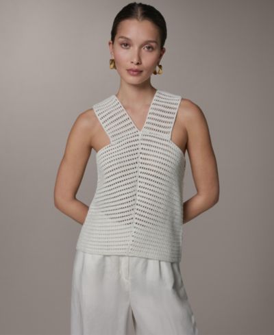 Donna Karan New York Women's Sleeveless V-Neck Sweater