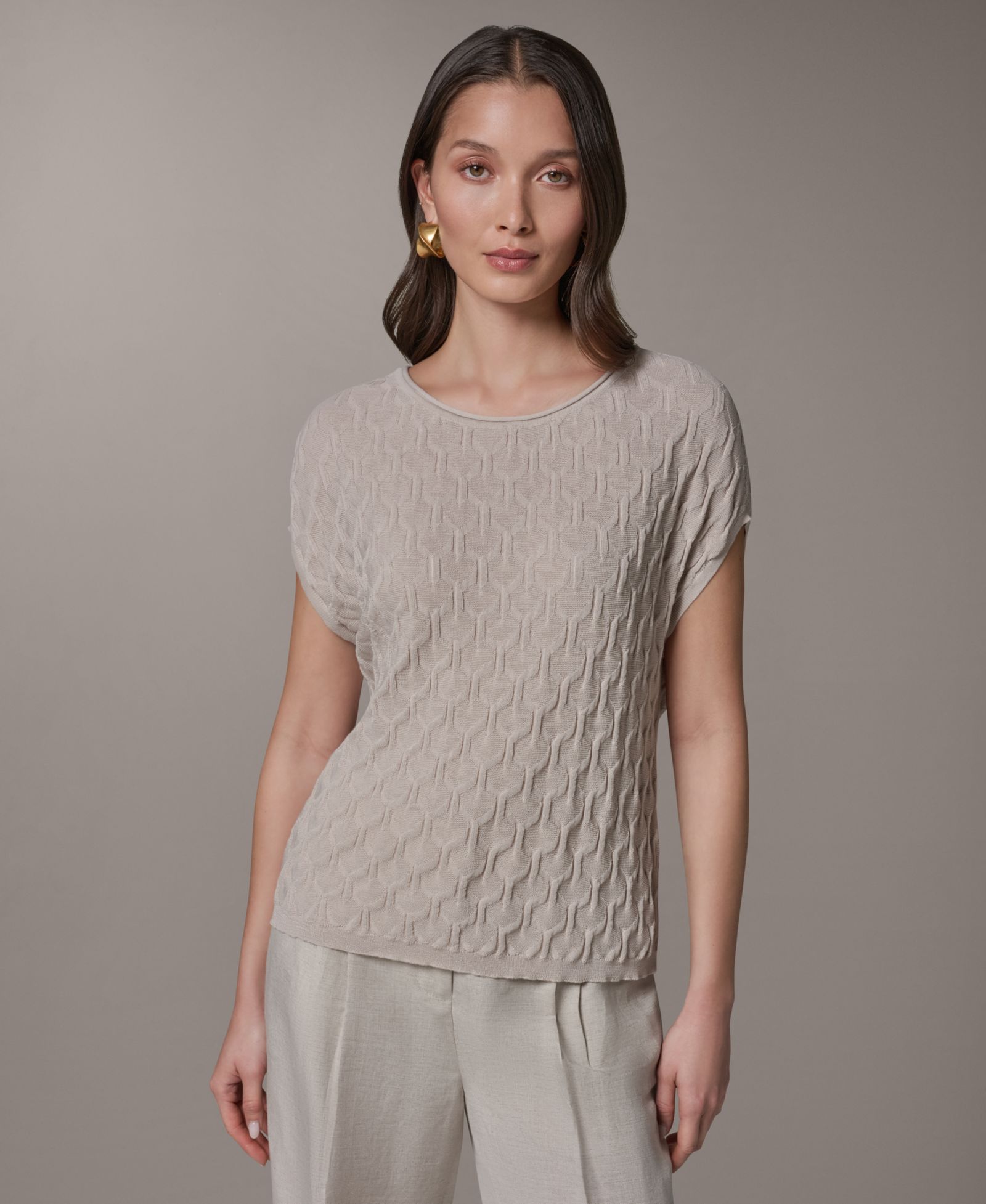 Женский джемпер Donna Karan New York с коротким рукавом и круглым вырезом