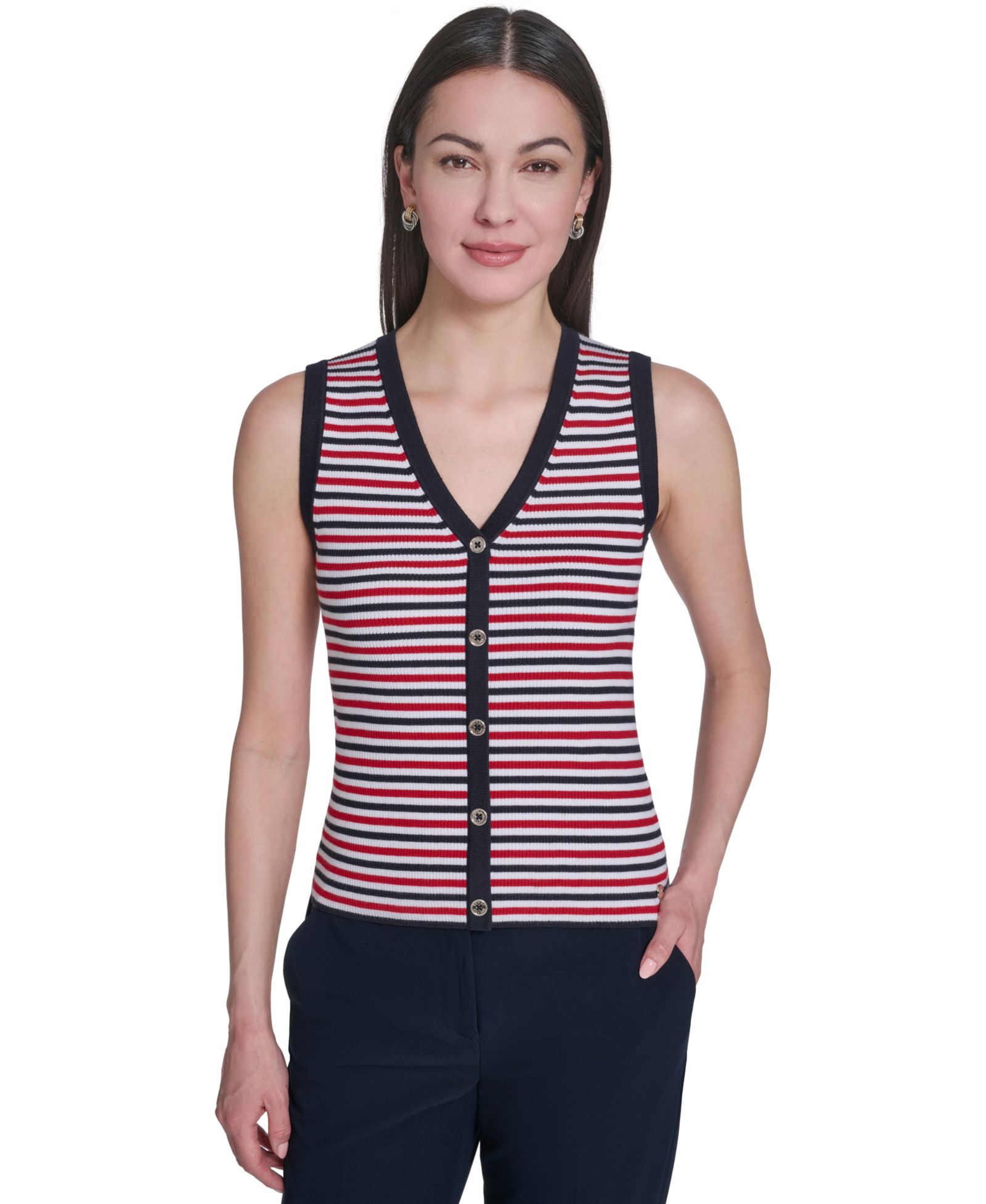 Женский свитер Tommy Hilfiger V-Neck Striped
