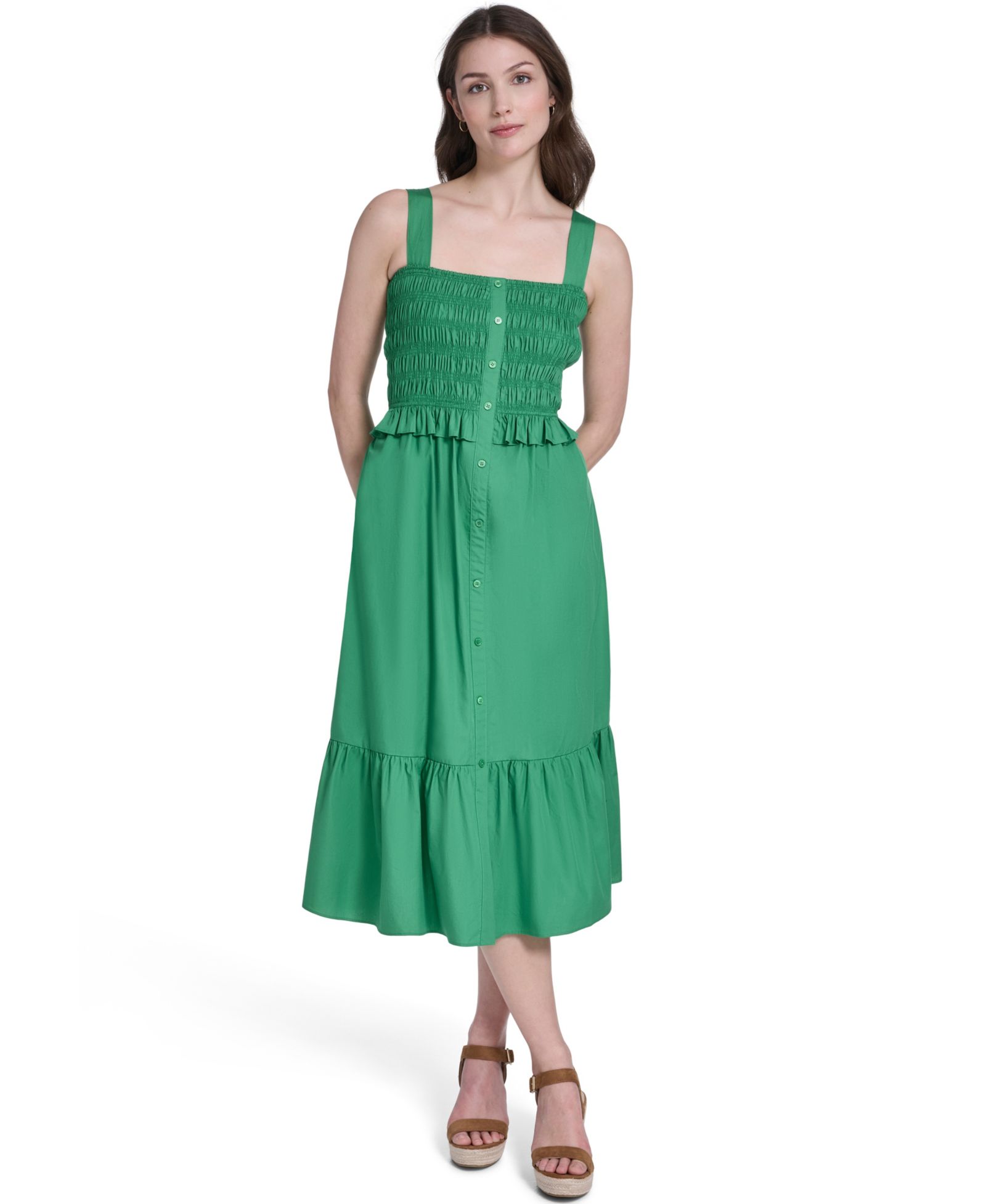 Eliza J Petite Square Neck Midi Dress