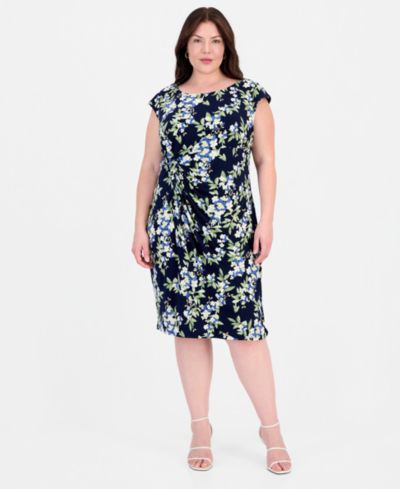 Платье Connected Plus Size Printed Round-Neck Faux-Sarong
