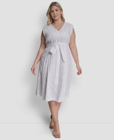 DKNY Plus Size Sleeveless V-Neck Midi Dress