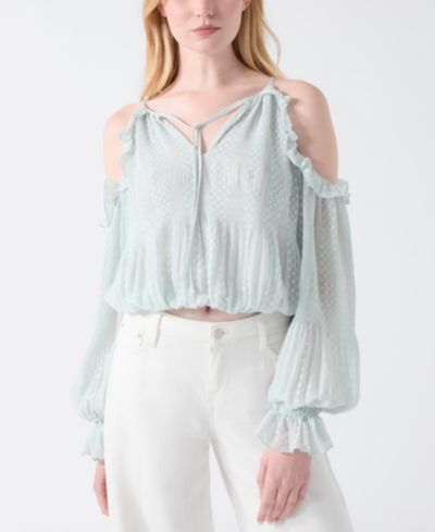 GUESS Women's Emilia Long-Sleeve Cold Shoulder Top