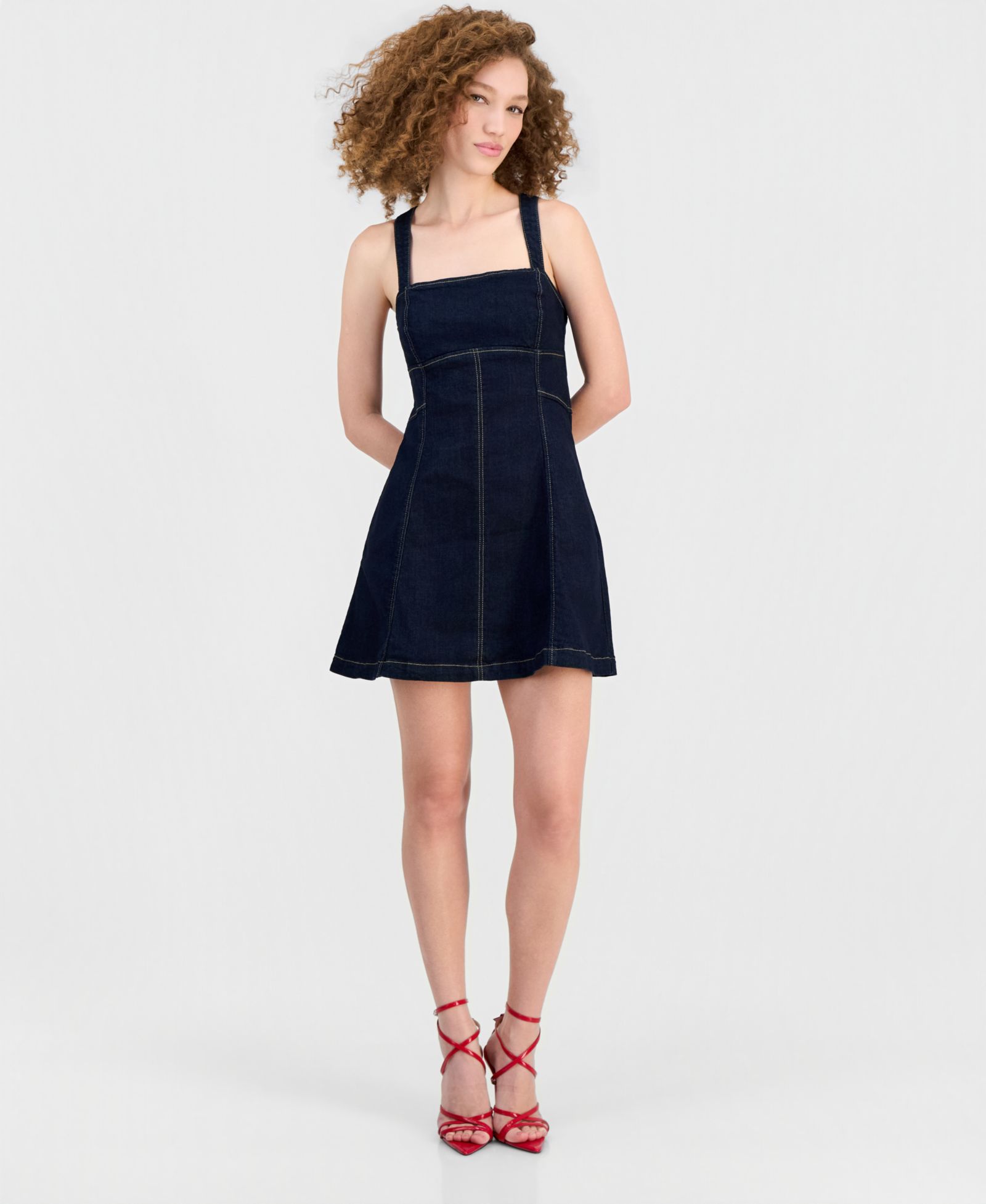 GUESS Women's Leah Denim Fit & Flare Dress