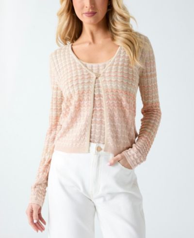 GUESS Women's Rosalyn Cover Shoulder V-Neck Cropped Sweater