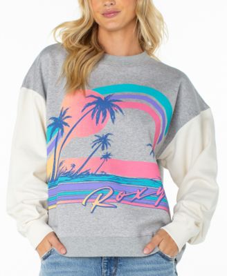 Женская укороченная толстовка Roxy Women's Lineup Oversized Colorblock Cotton-Blend Crewneck