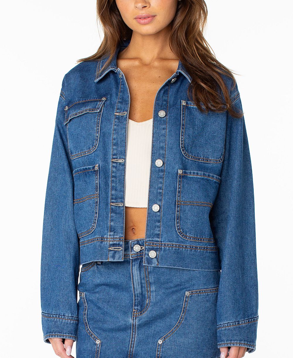 Женская джинсовая куртка Roxy Reel Life Cropped Oversized-Pocket