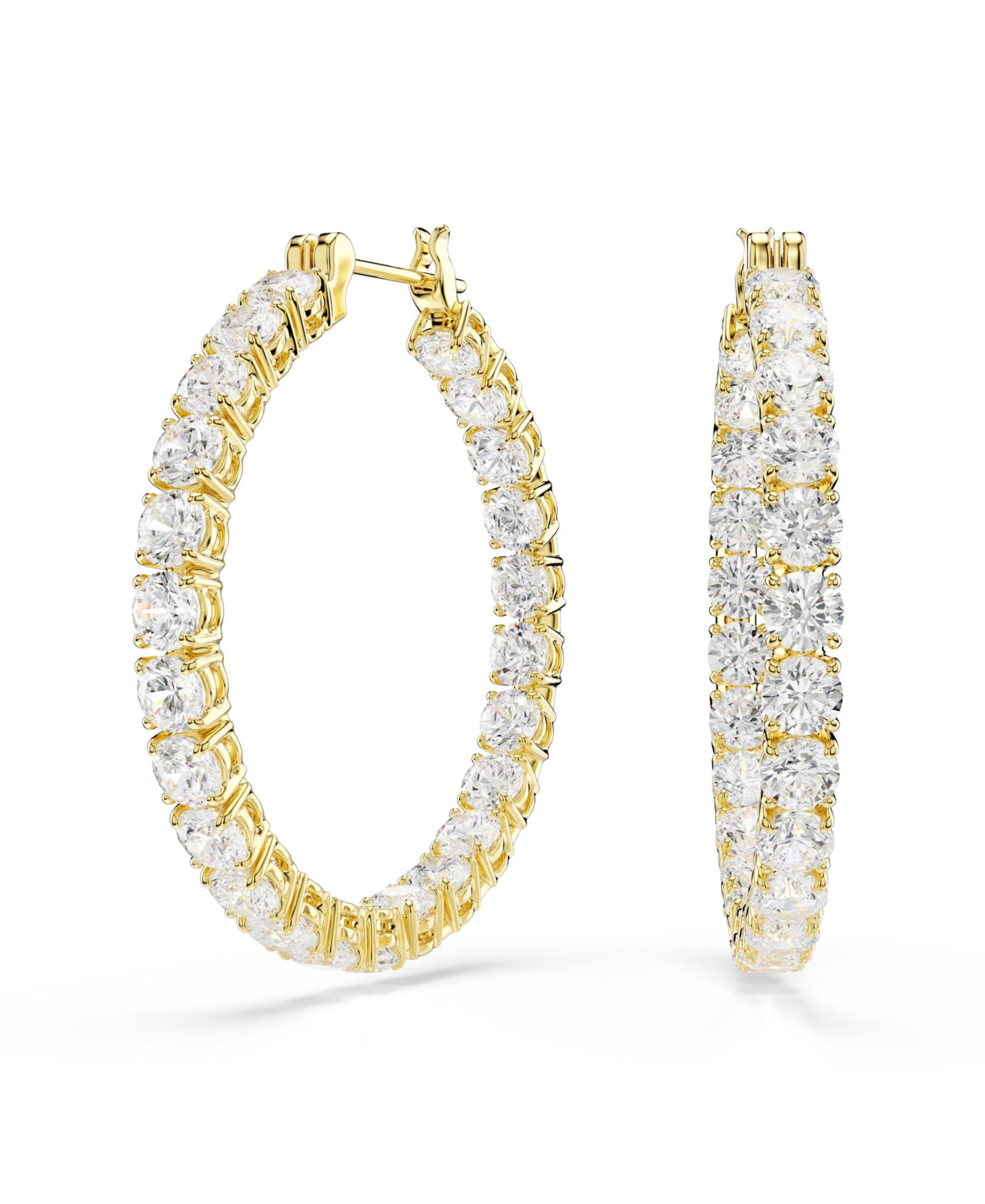 Серьги-кольца Swarovski с золотым напылением Matrix