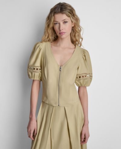 Женская блузка DKNY Puff-Sleeve Zip-Up