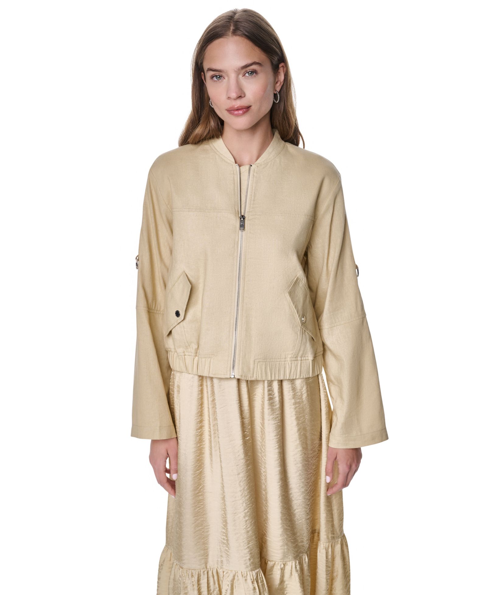 DKNY Женский бомбер-куртка Roll Tab Linen