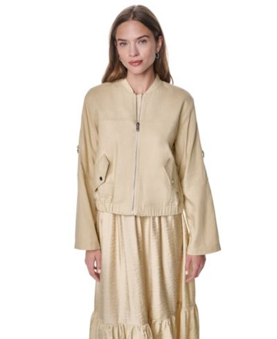 DKNY Женский бомбер-куртка Roll Tab Linen