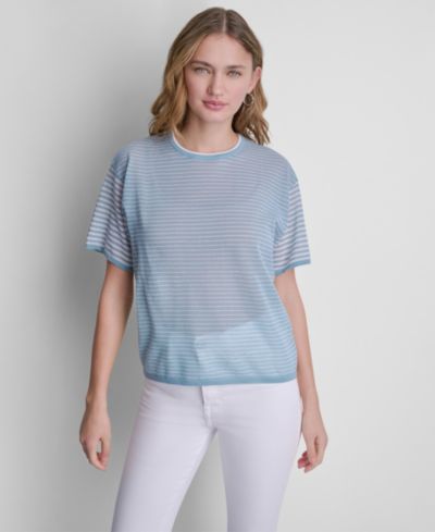 DKNY Women's Short-Sleeve Striped Sweater
