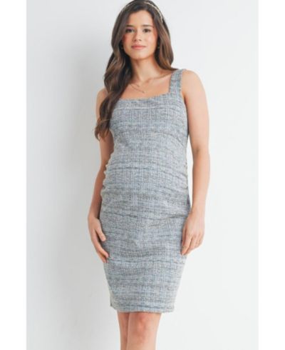 Hello Miz Women's Sleeveless Square-Neck Tweed Sheath Dress